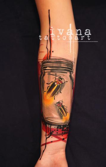 Ivana Tattoo Art - Fireflies in a Mason Jar